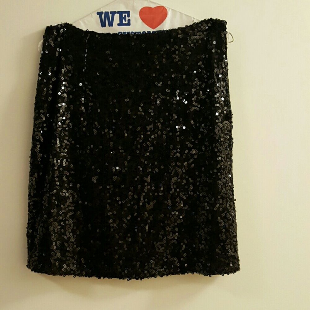 Tahari black sparkly paillette minimalist skirt